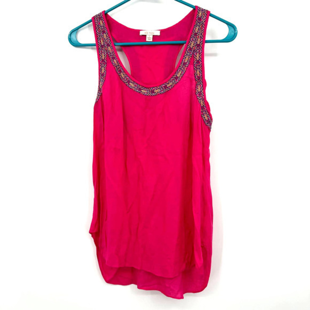 Ella Moss size Small hot pink tank‎ top racer back with embroidery